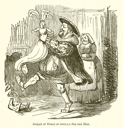 Henrys glädje över att ha en son och arvinge av John Leech