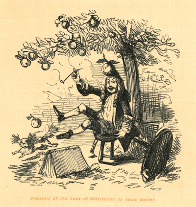 Discovery of the Laws of Gravitation av Isaac Newton, 1897. av John Leech