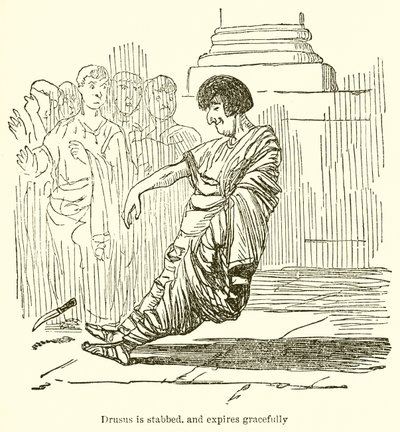 Drusus blir knivhuggen, men dör med nåd och lycka av John Leech