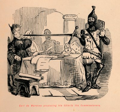 Earl de Warenne producerar sin titel till kommissionärerna, c1860, c1860 av John Leech