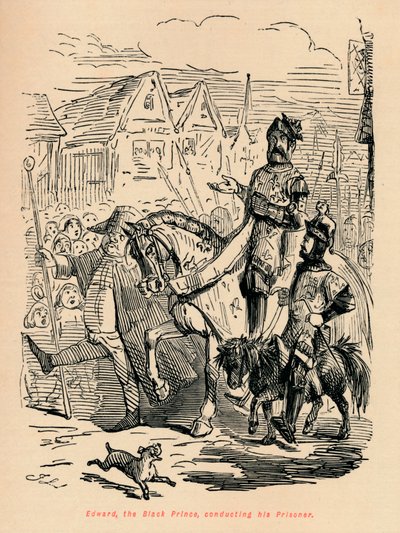 Edward den svarte prinsen, dirigerar sin fånge, c1860, c1860 av John Leech