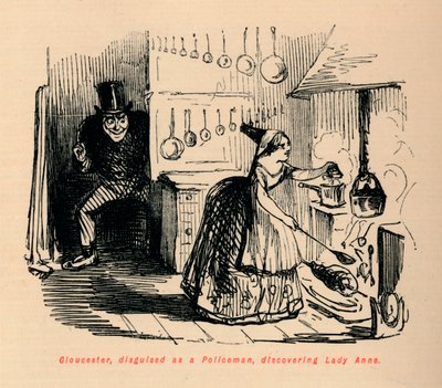 Gloucester, förklädd till polis, upptäcker Lady Anne, av John Leech