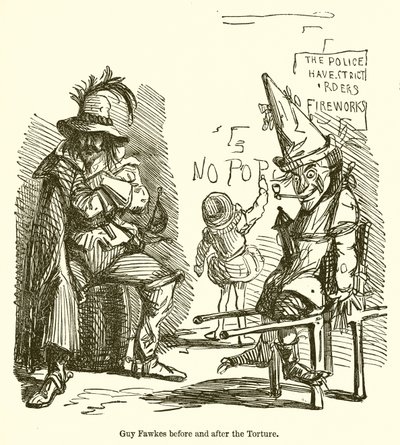 Guy Fawkes före och efter tortyren av John Leech