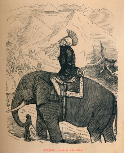 Hannibal korsar Alperna, 1852 av John Leech