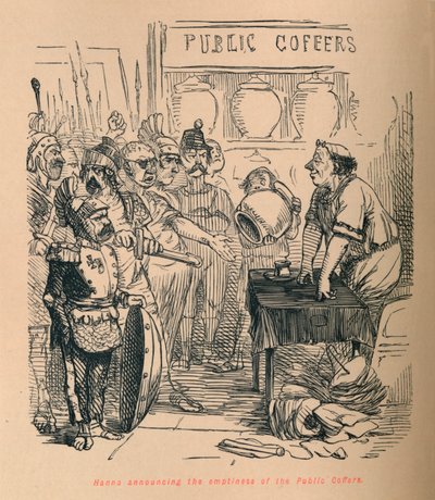 Hanno tillkännager tomheten i den offentliga kassan, 1852 av John Leech