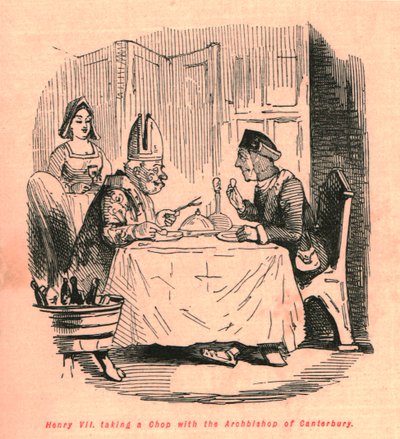 Henry VII tar en kotlett med ärkebiskopen av Canterbury, 1897. av John Leech