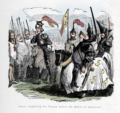 Henry inspekterar sina trupper före slaget vid Agincourt, c1860, c1860 av John Leech