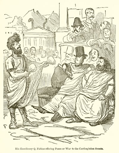 Hans excellens Q. Fabius erbjuder den karthagiska senaten fred eller krig av John Leech