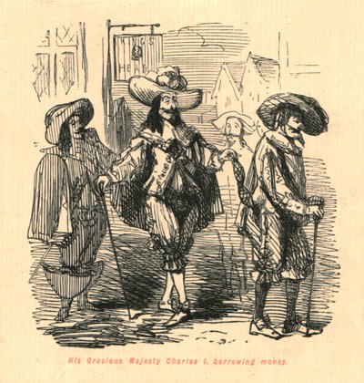 Hans nådiga majestät Charles I, lånade pengar, 1897. av John Leech