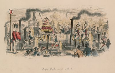 Hyde Park som det kommer att bli (färgad gravyr) av John Leech