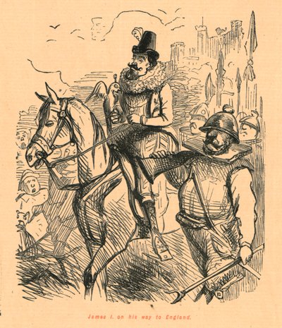 James I på väg till England, 1897. av John Leech