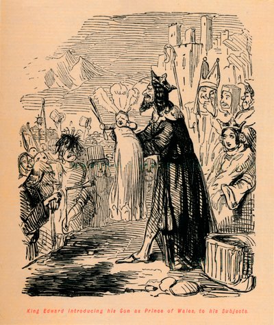 Kung Edward presenterar sin son som prins av Wales för sina undersåtar, c1860, c1860 av John Leech