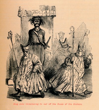 Kung John hotar att skära av biskoparnas näsor, c1860, c1860 av John Leech