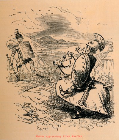 Metius försvårande Titus Manlius, 1852 av John Leech