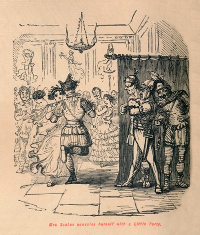 Fru Sextus tröstar sig med en liten fest, 1852 av John Leech