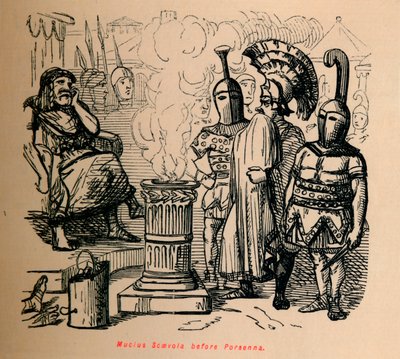 Mucius Scaevola före Porsenna, 1852 av John Leech