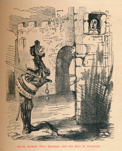 Parley mellan Piers Gaveston och Earl of Pembroke., c1860, c1860 av John Leech
