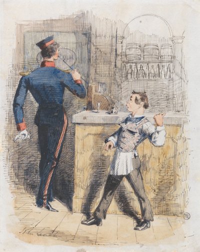 Pot Valiant: scen i en krog av John Leech