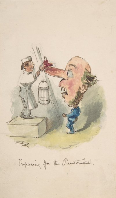 Förberedelser inför Pantomimen, 1836-64. av John Leech