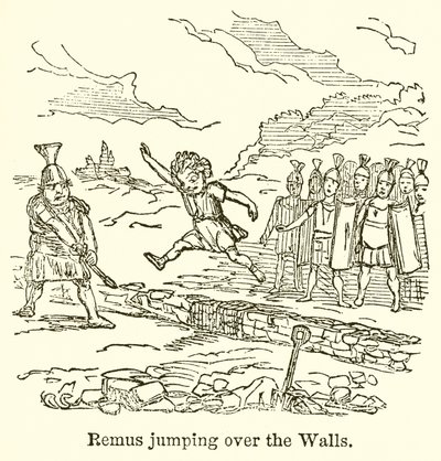 Remus hoppar över murarna av John Leech