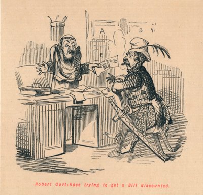 Robert Curthose försöker få en räkning rabatterad, c1860, c1860 av John Leech