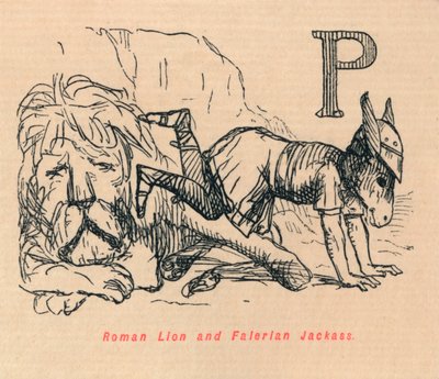 Romersk lejon och Falerian Jackass, 1852 av John Leech