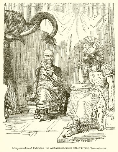 Självinnehav av Fabricius, ambassadören, under ganska prövande omständigheter av John Leech