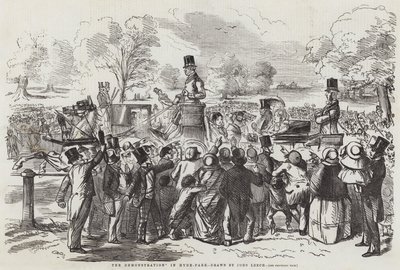 Demonstrationen i Hyde-Park av John Leech