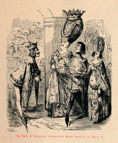 Hertigen av Bourgogne presenterar drottning Isabella för Henrik V, c1860, c1860 av John Leech