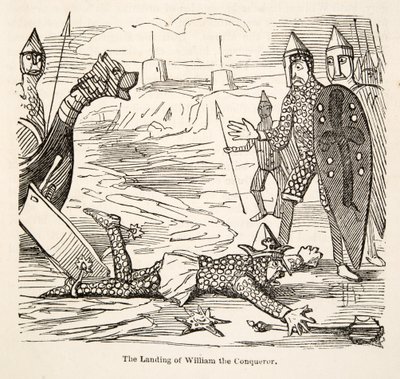 The Landing of William the Conqueror, från The Comic History of England, pub. 1864 (träsnitt) av John Leech
