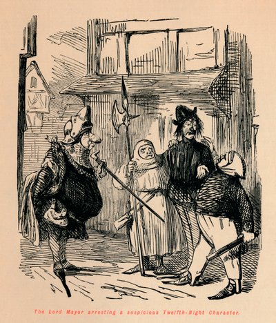 Överborgmästaren arresterar en misstänkt karaktär i tolftenatten, c1860, c1860 av John Leech