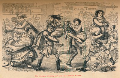 Romarna gick iväg med de sabinska kvinnorna, 1852 av John Leech