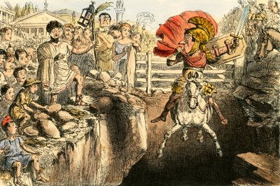 Den tappere Curtius hoppar in i viken av John Leech