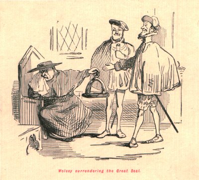 Wolsey överlämnar det stora sigillet, 1897. av John Leech