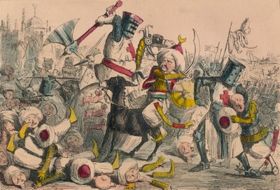 Fantastisk strid mellan Richard Coeur de Lion och Saladin, 1850 av John Leech and Gilbert Abbott A Beckett