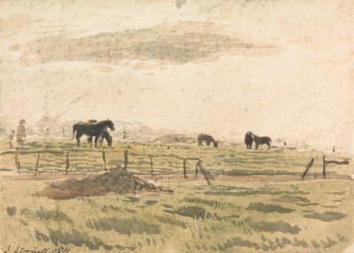Hästar i en hage av John Linnell