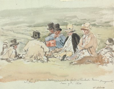 Gräsklippare på fältet i Porchester Terrace, Bayswater, 9 juni 1830 av John Linnell