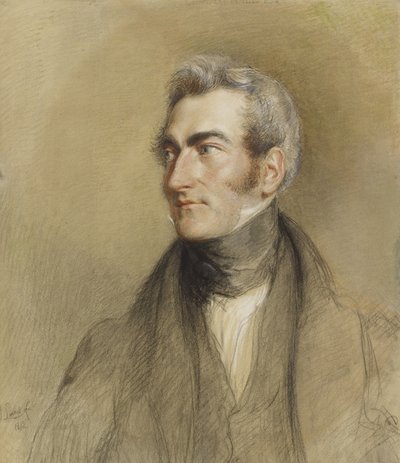 Porträtt av Chambers Hall, 1835 (svart och rödkrita) av John Linnell