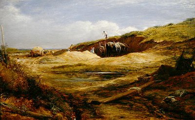 The Sand Pitts, Hampstead Heath (olja på panel) av John Linnell