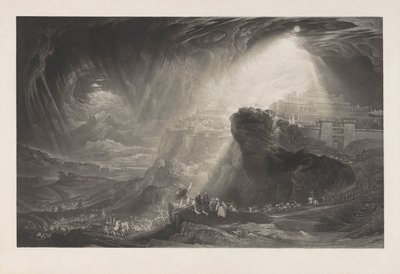 Josua befaller solen att stå stilla, bevis före texten av John Martin