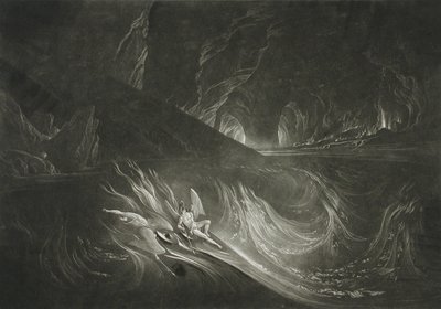 Lucifer på den brinnande sjön av John Martin