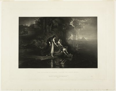 Faroas dotter som hittar spädbarnet Moses, från illustrationer av Bibeln av John Martin