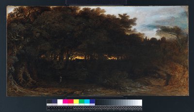 Twilight in the Woodlands, 1850 (olja på papper nedlagd på duk) av John Martin