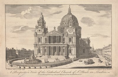 En perspektivvy av Cathedral Church of St. Pauls i London av John Maurer