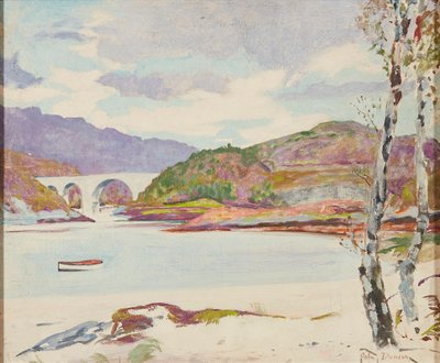 Bro över floden (olja ombord) av John Duncan