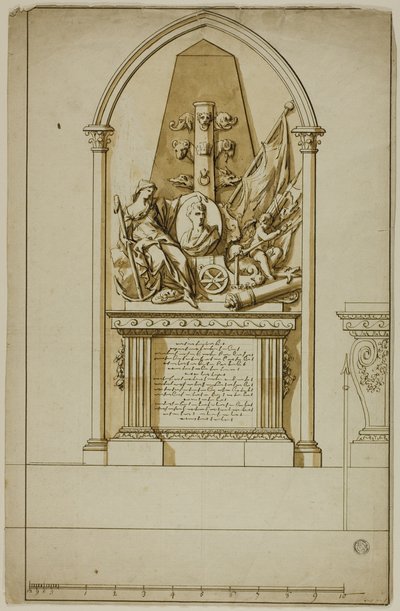 Design för ett oavrättat begravningsmonument för den första hertigen av Marlborough av John Michael Rysbrack