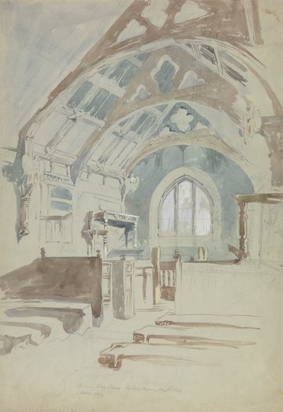 Interiör av Rag Chapel, Sir Robert Vaugns Place, North Wales av John Middleton