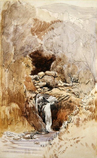 Rocky Stream (akvarell på papper) av John Middleton