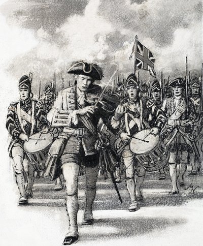 Marscherar in i strid av John Millar Watt
