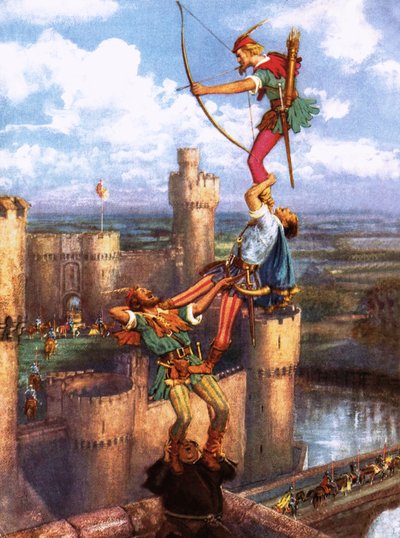 Robin Hood skjuter in i Nottingham Castle av John Millar Watt